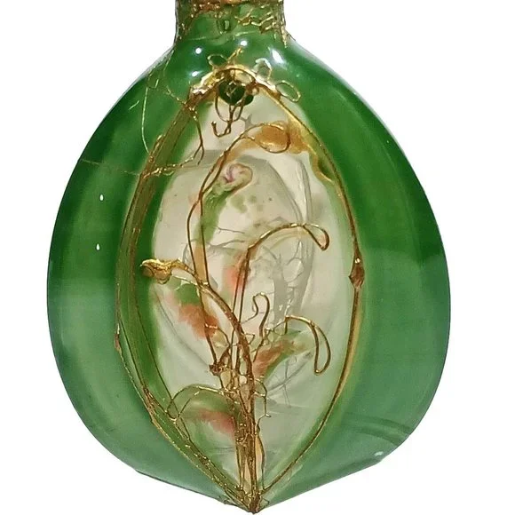 Antique French Glass Perfume Bottle Poss. Daum Nancy Jade Green 24k Gold Vintage - Picture 6 of 13